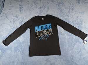 NWT Carolina Panthers Football Shirt Youth MEDIUM 10/12 Black Long Sleeve NFL